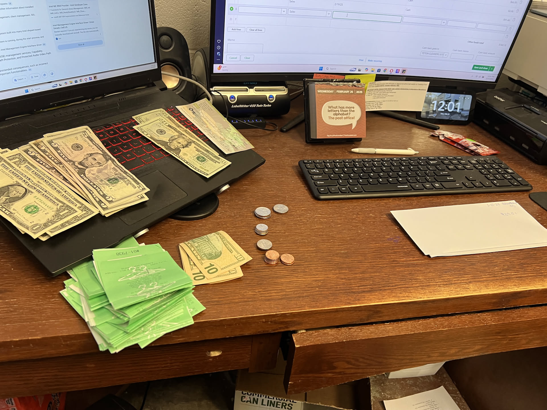 After deliveries today, Nick did some deposits that he has been neglecting.