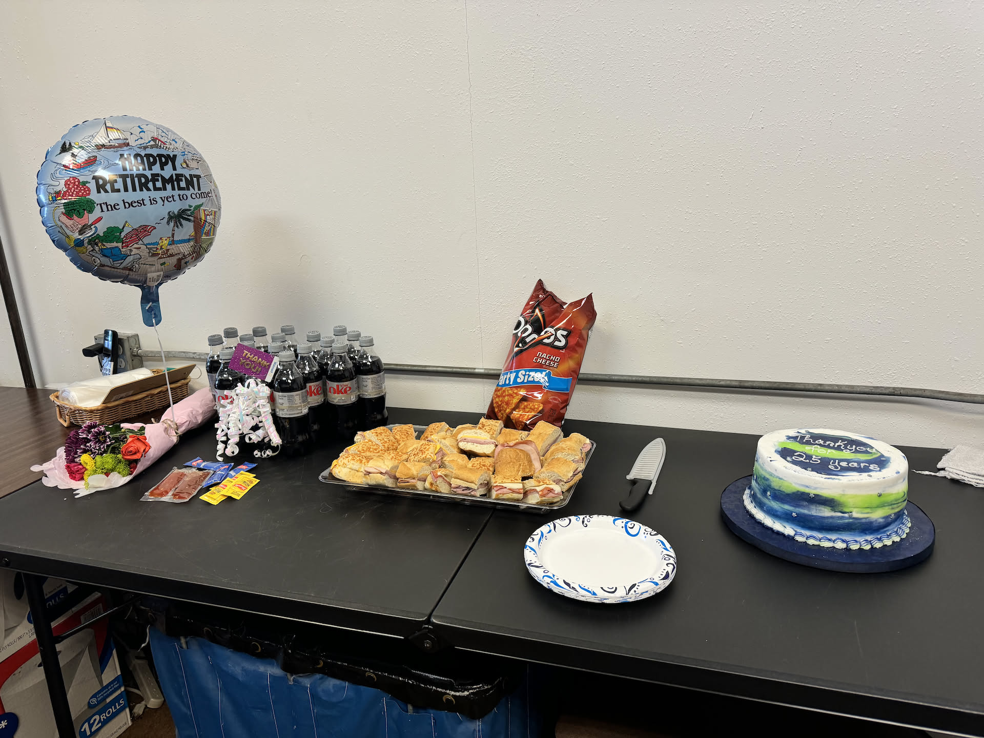 Today is Sandy’s going away/Retirement party. Here is the spread.