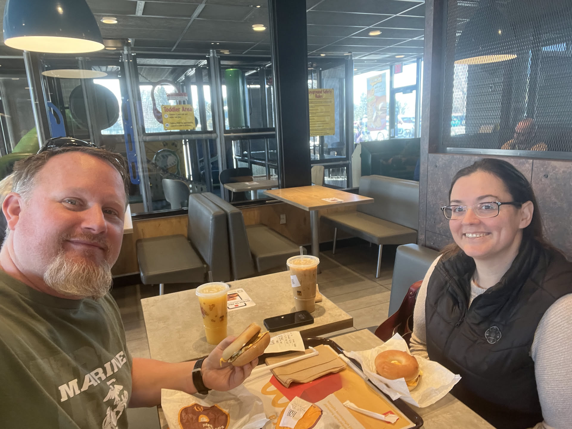 While we were out delivering, we stopped in for a little birthday breakfast date.