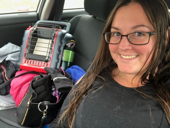 Triple clothed and ready for her trip to watch Airalynn’s last Marching competition.