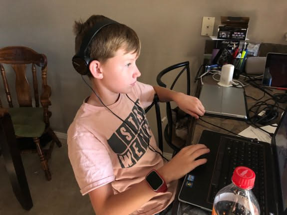 Avery playing some computer games.