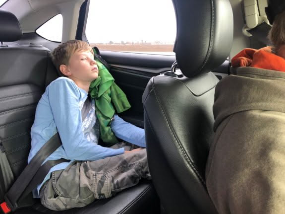 Avery caught a nap on the way there.