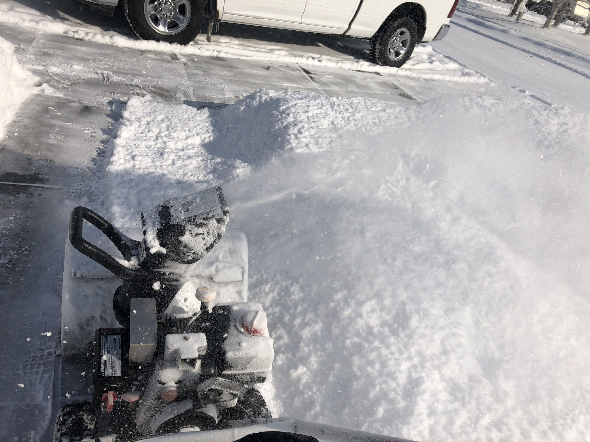 On a break, I took the time to fire up the snow blower and clear the sidewalks and walk way.