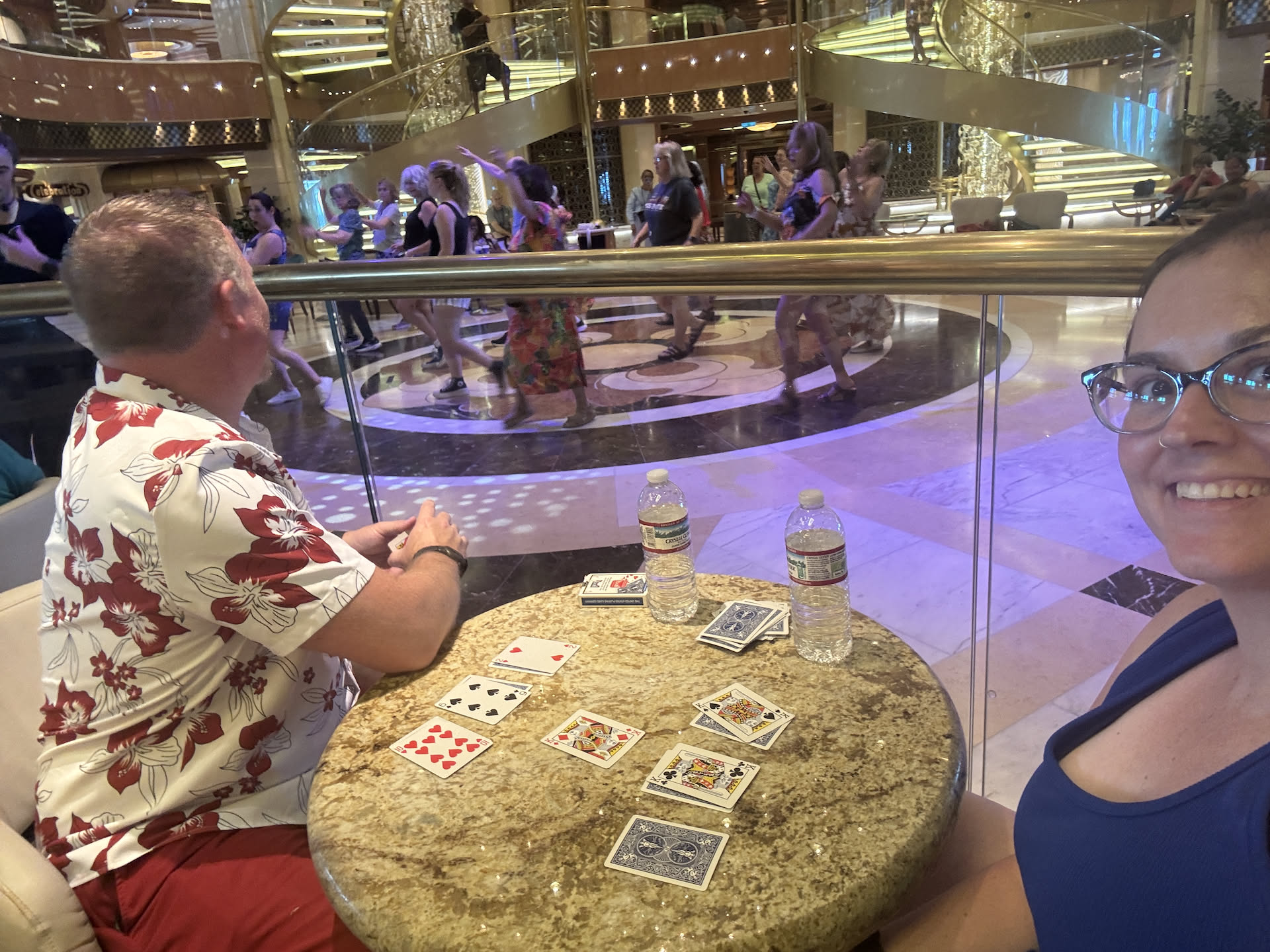 Decided to play cards and watch people learn to dance.