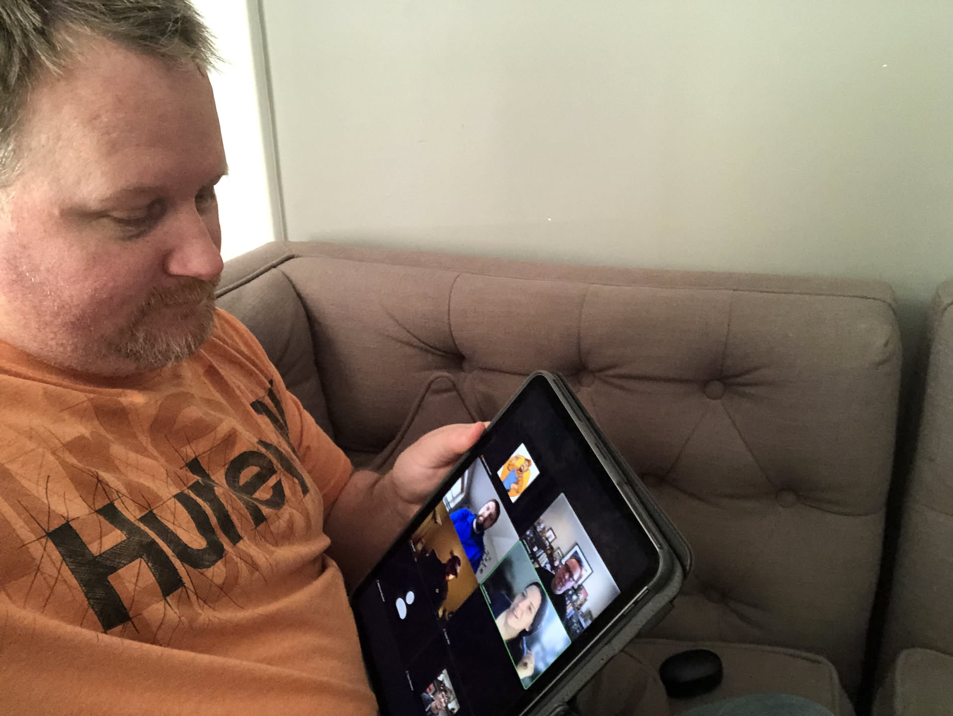Nick had to wake up early to attend a team meeting that was important… even on vacation on his birthday!
