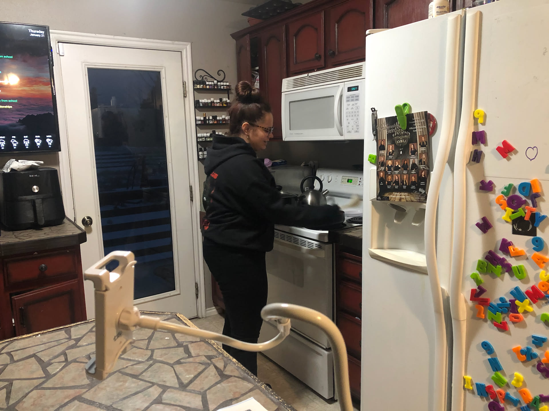 Boog cooking us some spaghetti for dinner