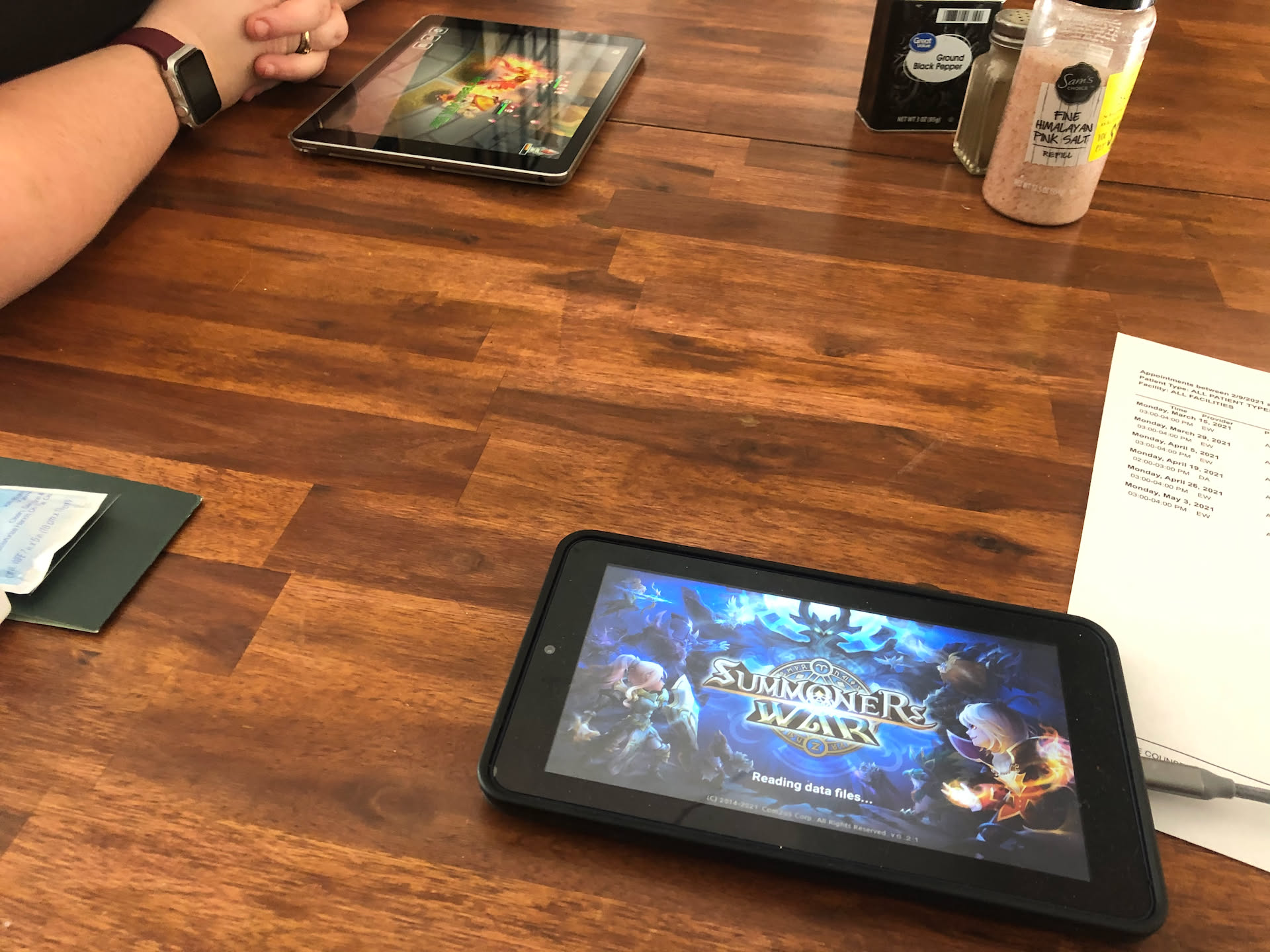We stayed pretty busy today so we didn’t take many pictures. Here is one during one of our breaks playing our favorite game.