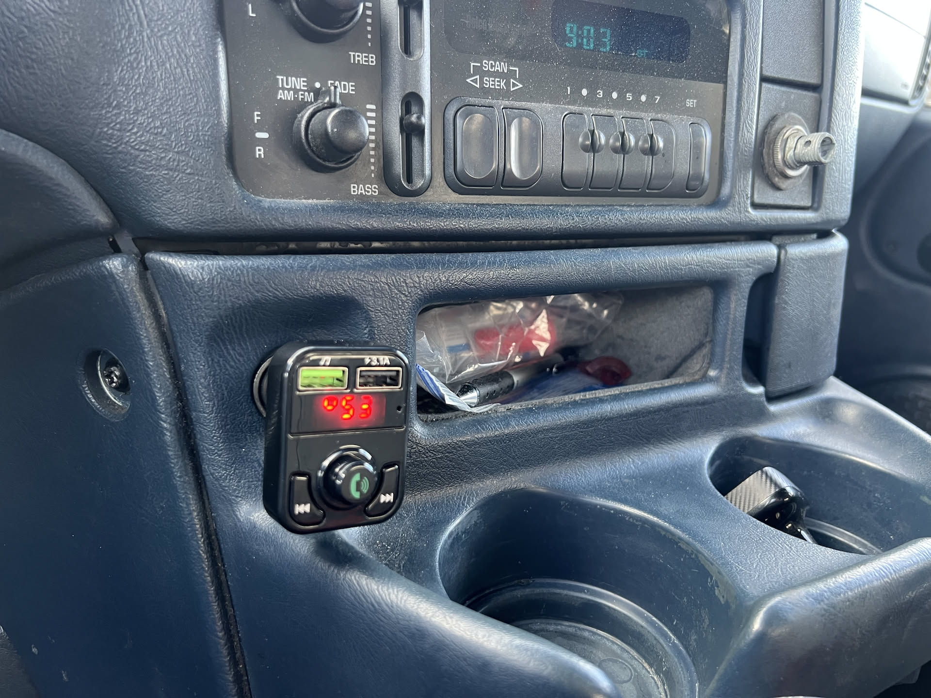Good morning… Nick got a new Bluetooth FM transmitter to try out on the delivery van today.