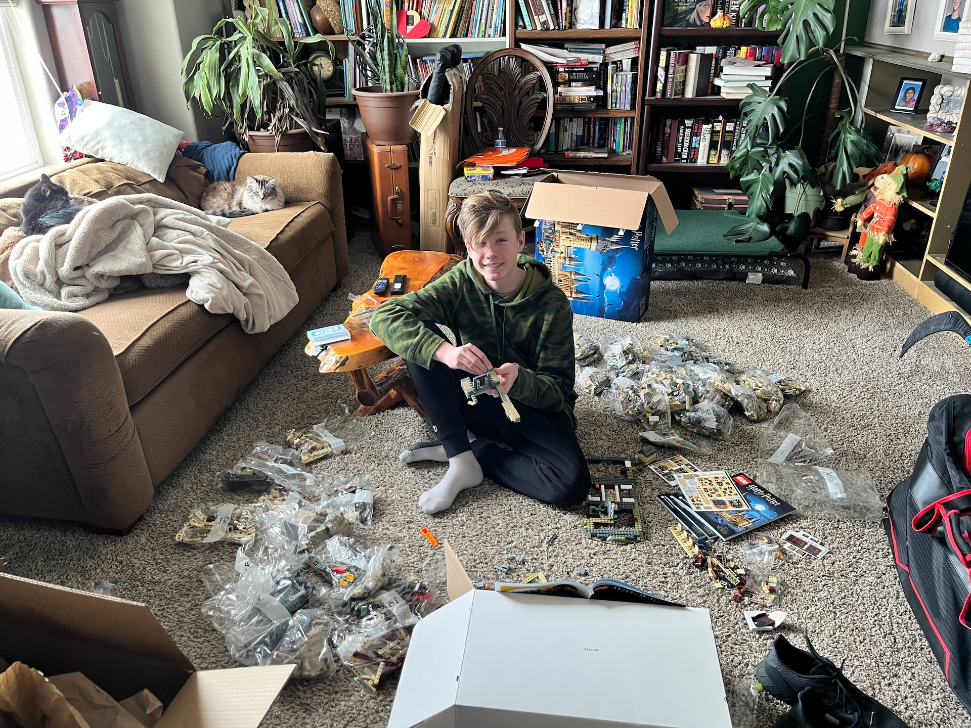 When we got home – we found Avery has started his huge lego build and had it scattered over the library floor.