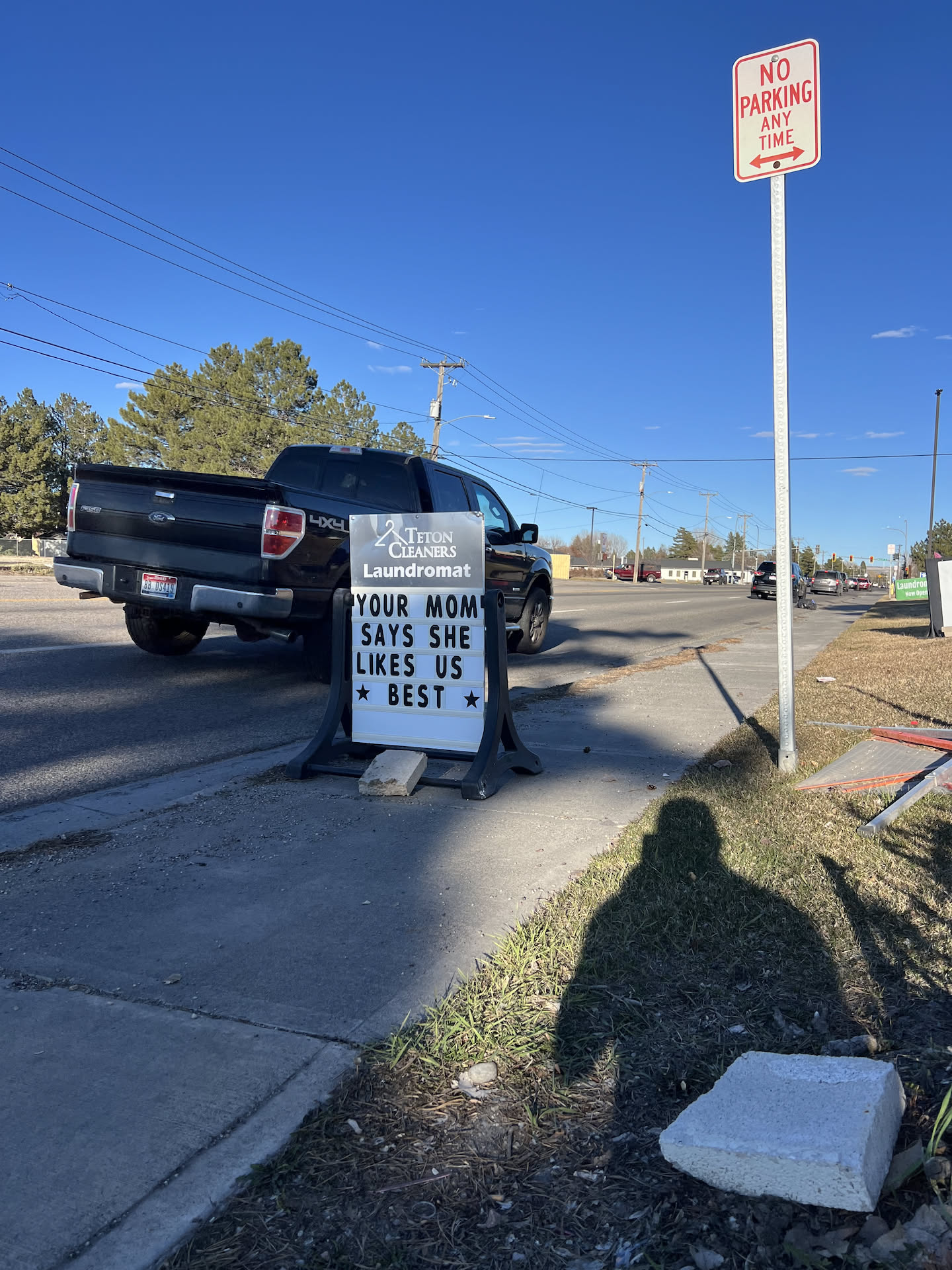 While Nick was at work, he changed the swinging sign for this week.