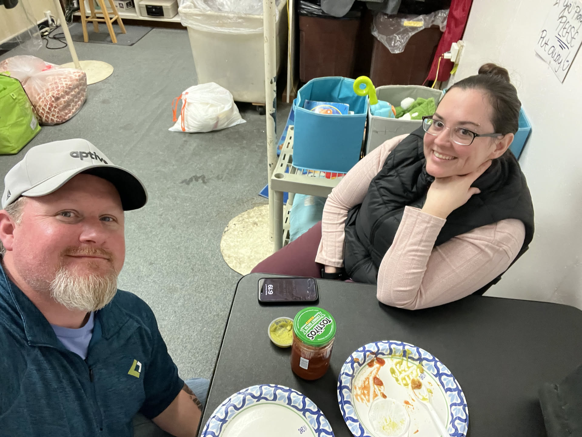 Dinner time. Deanna made some yummy steak burritos.