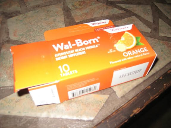 Still worried that we are going to catch Airalynn’s sickness, so we ran and picked up some Walgreen’s version of Airborne.