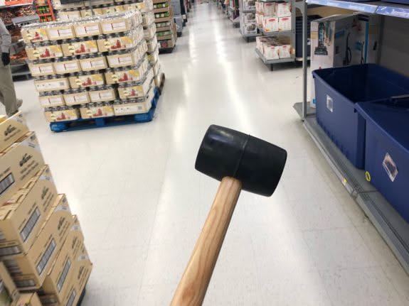 Deanna started the day by stopping into Walmart to grab us a new rubber mallet (dad broke our other one lol)