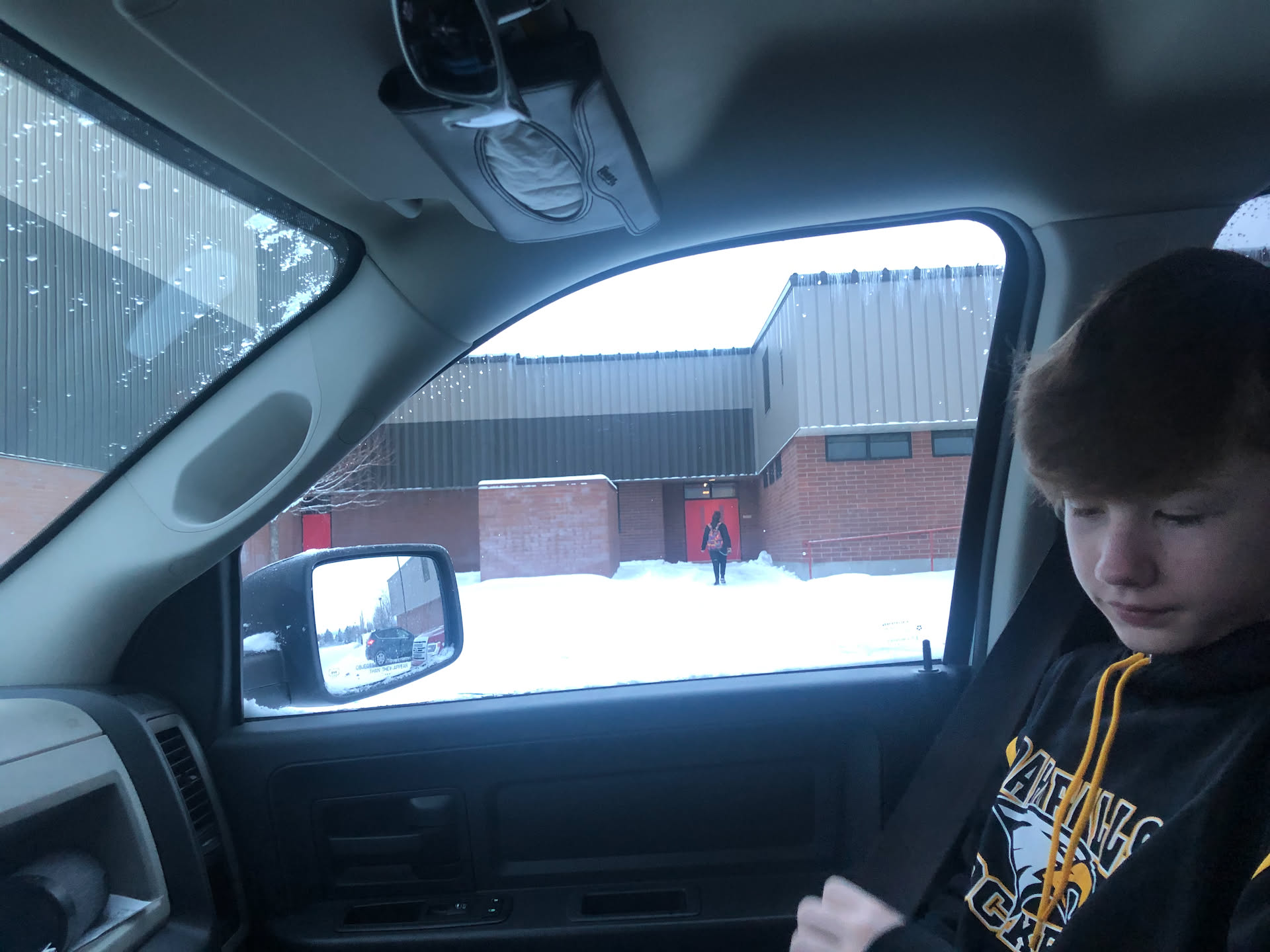 Dropping Airalynn off at school… Avery wanted to go with today.