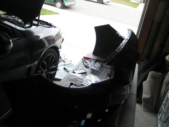 Working on the front bumper.