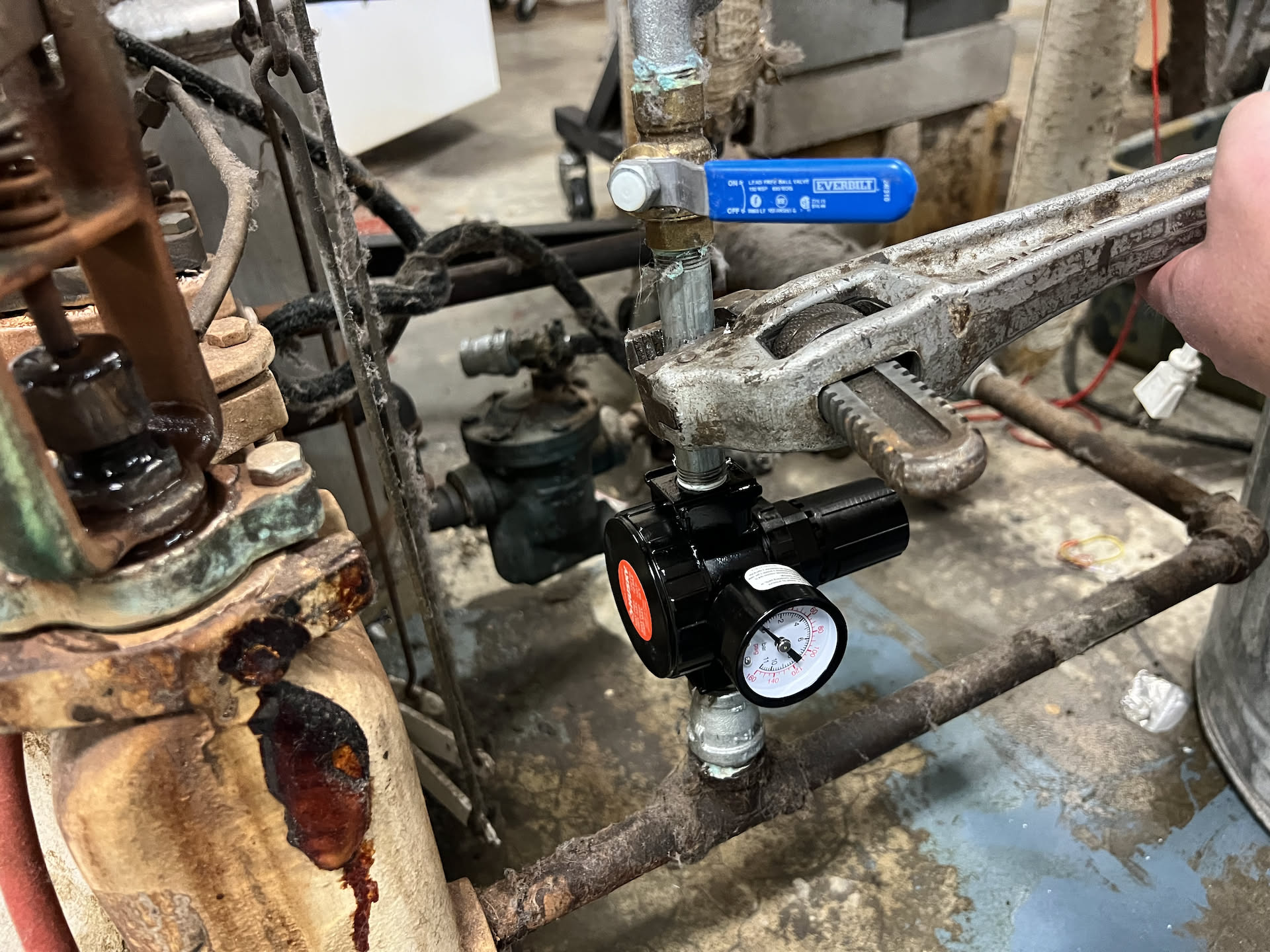 Nick wrenching on the new air regulator.