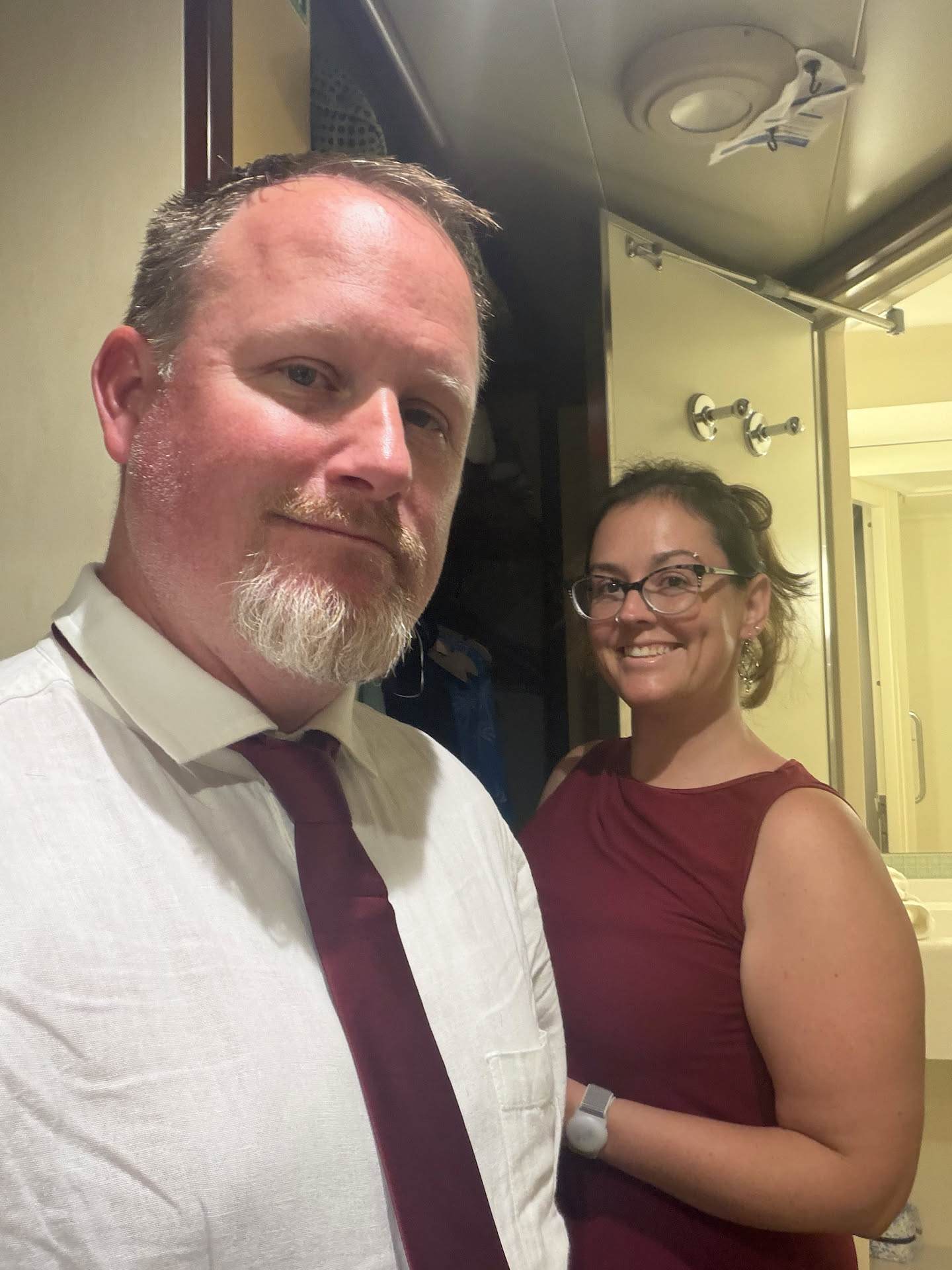 Getting ready for the last “Dress Up” dinner.