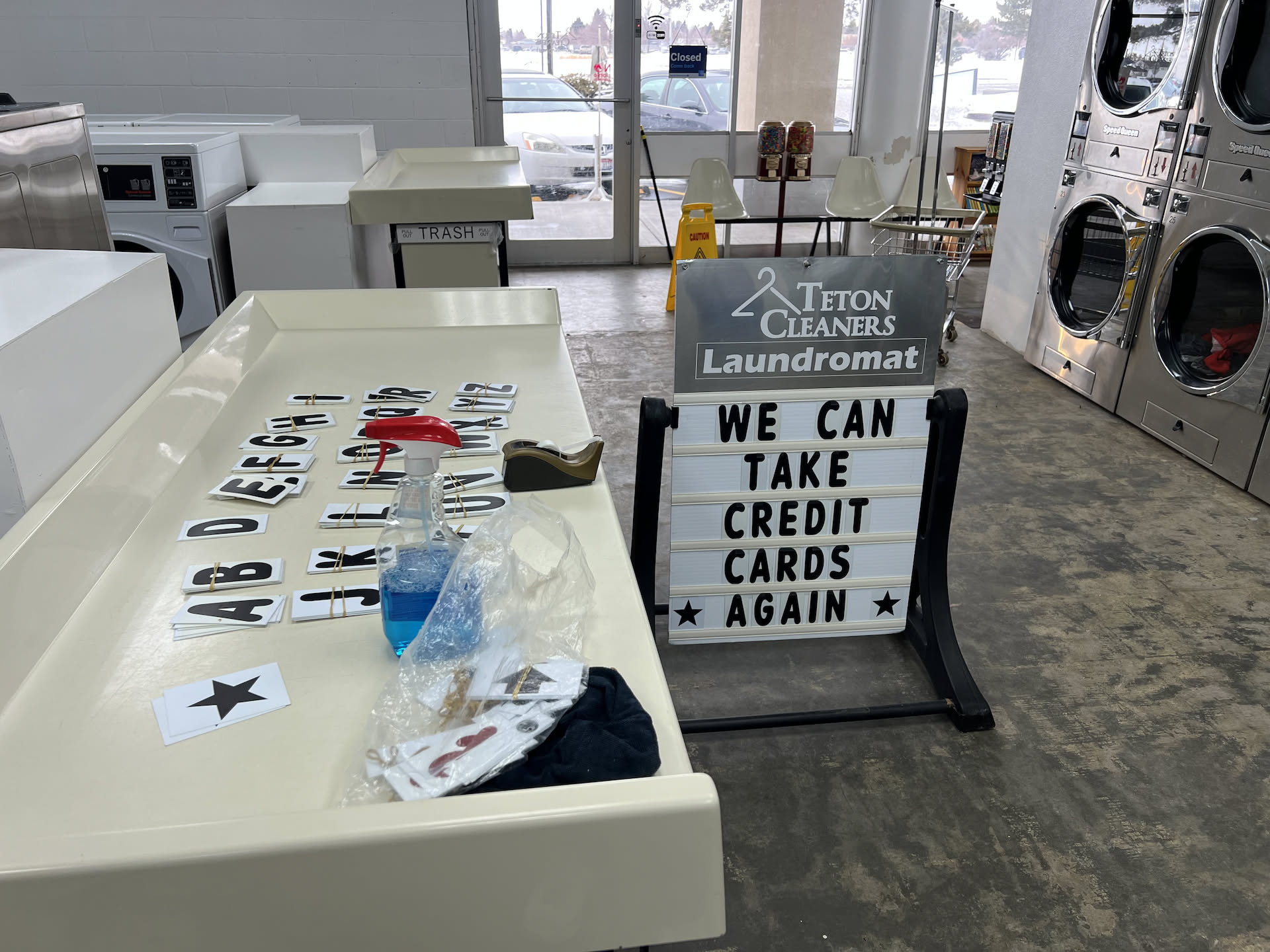 With it being down over a month and all the customers upset over it… I have to change the sign to boast about it being fixed.
