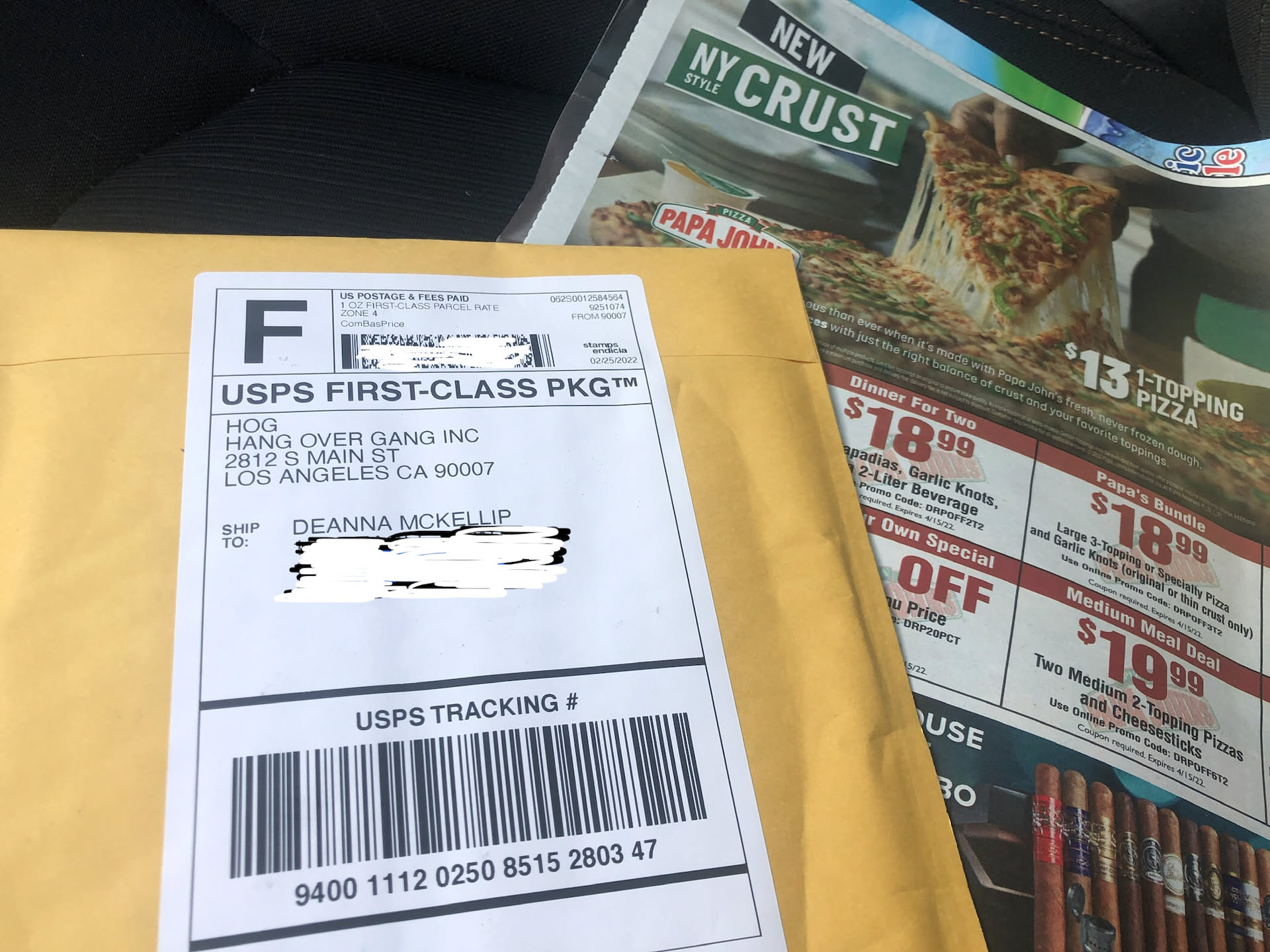 Checked the mail, and Deanna had a package from HOG (Hang Over Gang)… I guess Nick ruined a birthday gift lol.