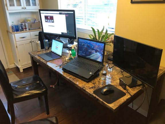 Up early to work… Tyson set his station up next to mine.