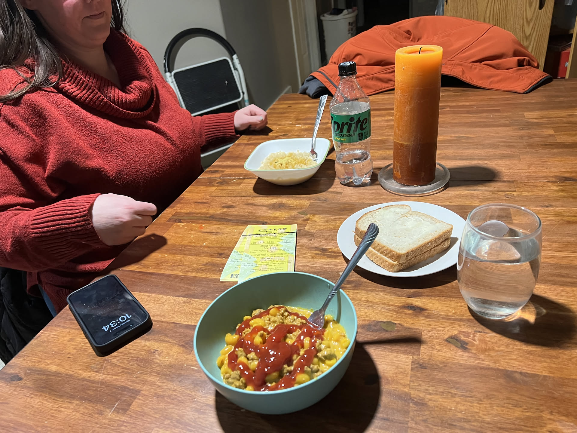 When Nick was ready to eat, Deanna decided to try some noodles to see if her stomach could handle it. (Spoiler… it did).
