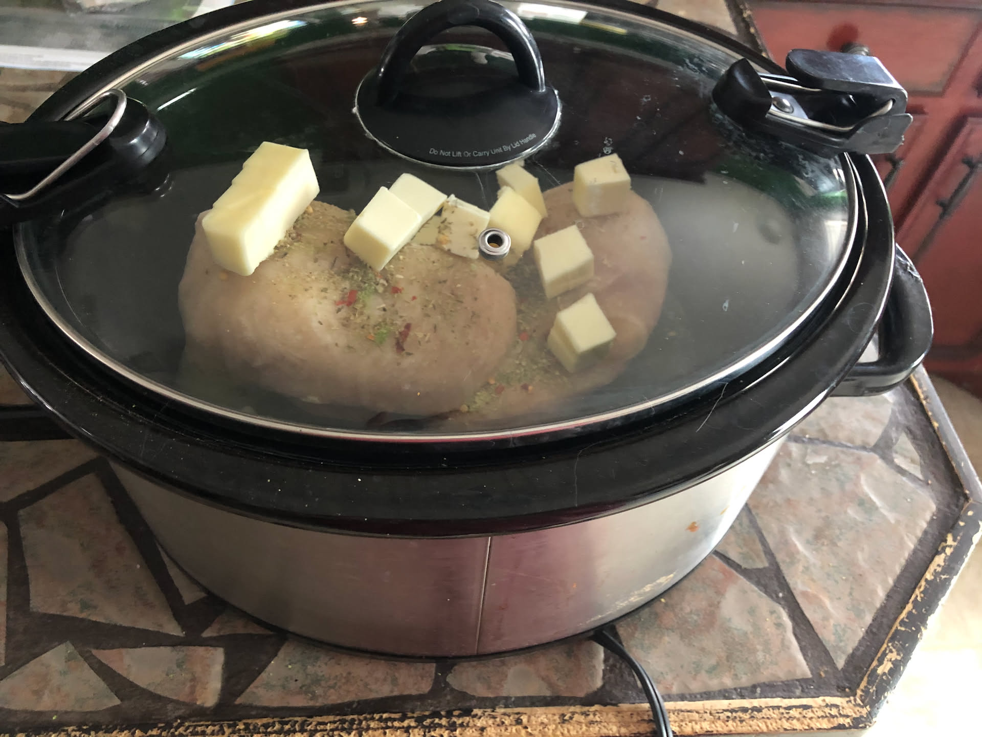 I felt ambitious so I started a garlic butter lime chicken breast for dinner as I meal prepped for the week and cleaned.
