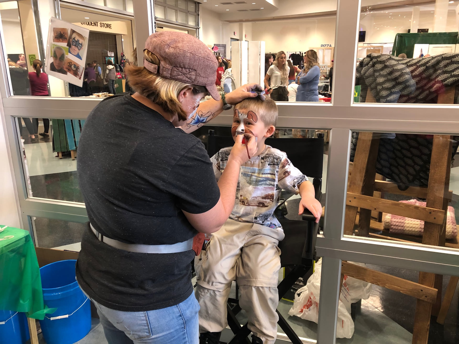Ethan got his face painted at the event.