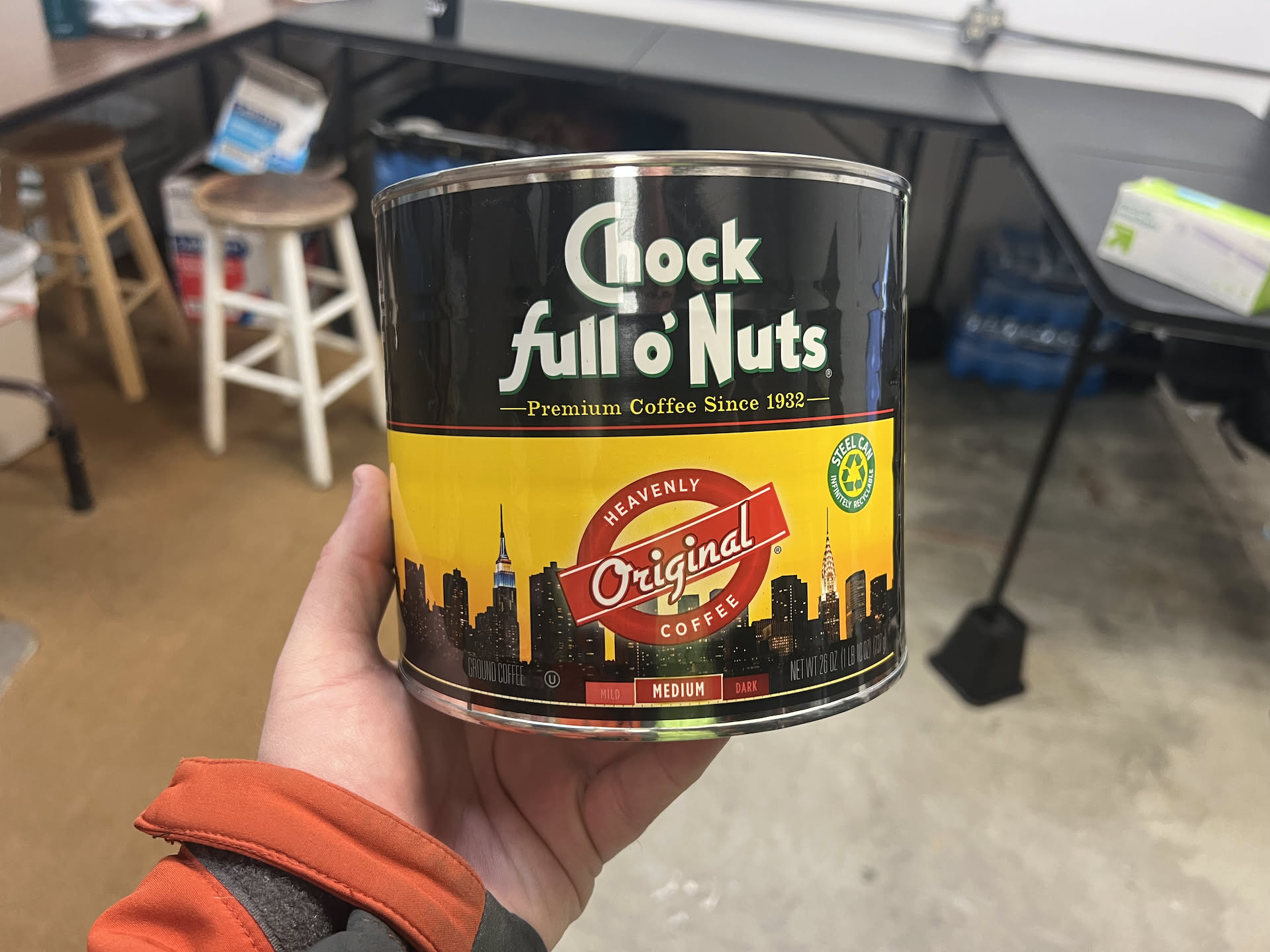 Also from the Big Deal Outlet, Nick picked up some coffee for work that was much needed… this was the only medium original coffee they had there. This stuff makes Folgers coffee seem like the best coffee in the world.. this stuff will put hair on your chest for sure.