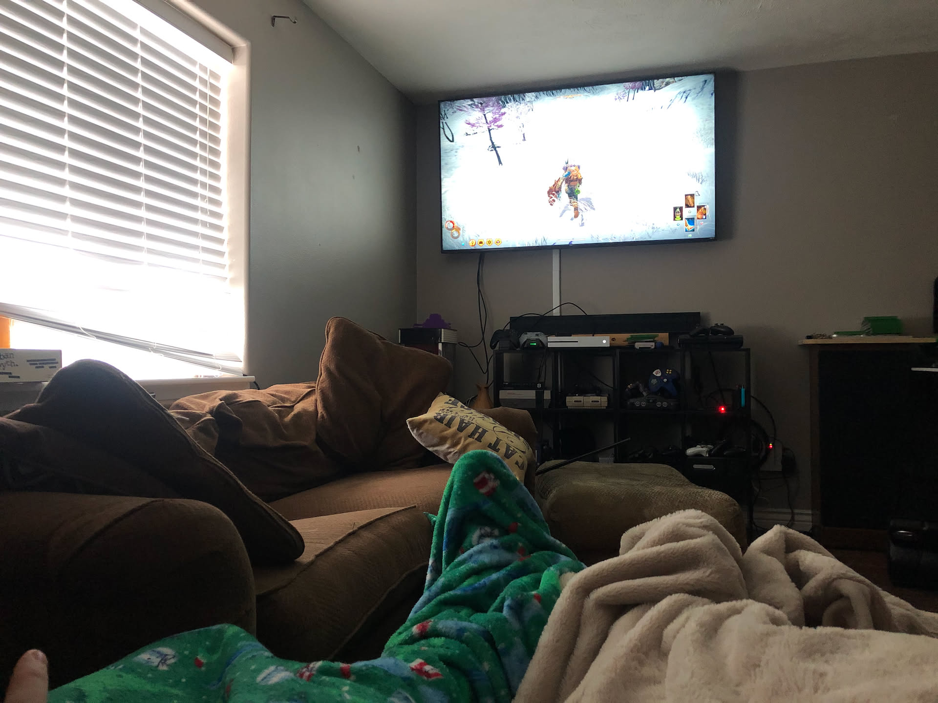 We sat around most of the day and played a new video game.