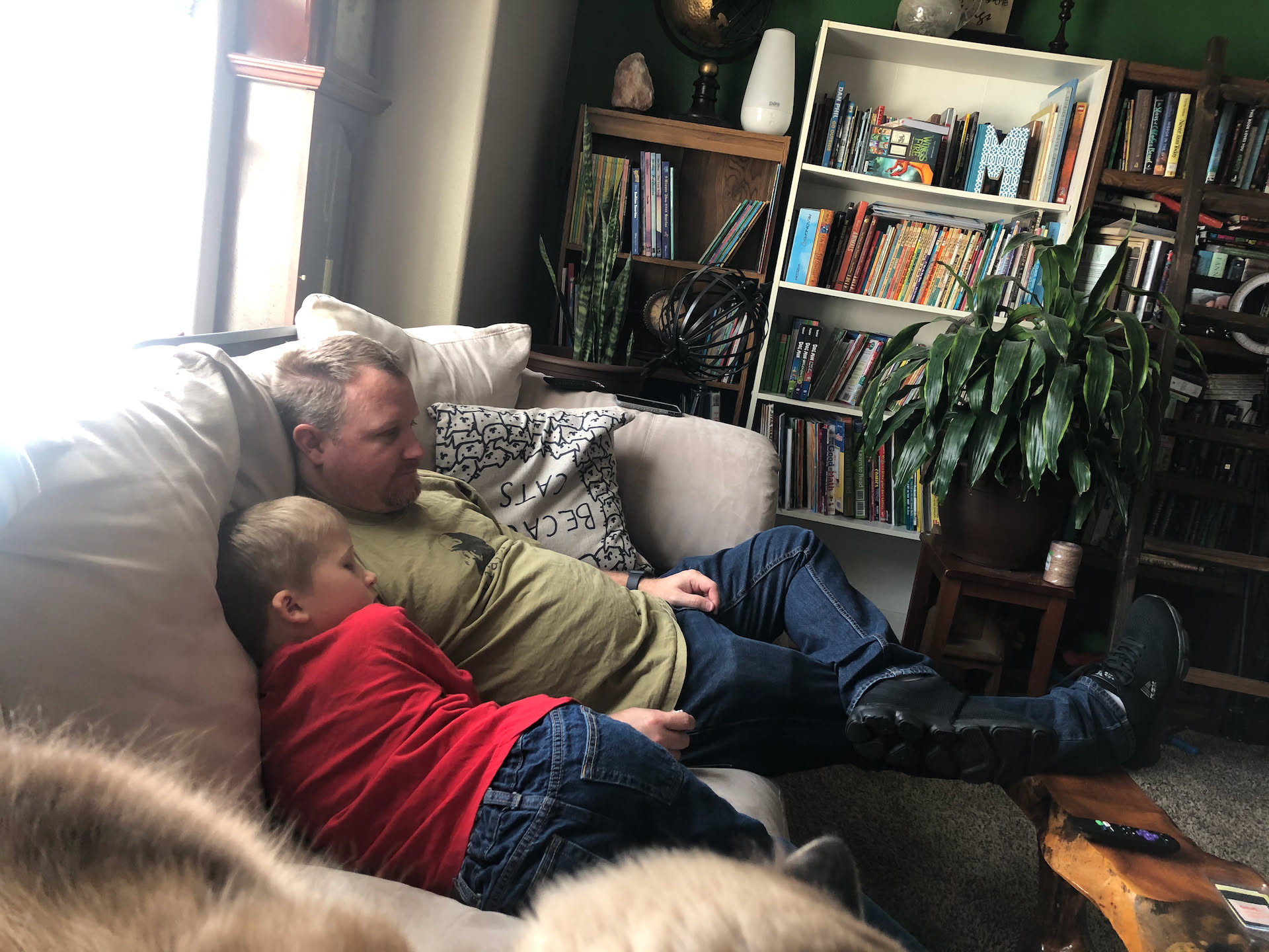 After breakfast reading was done and then some cuddles.