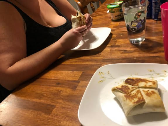 Awesome home made crunch wrap supremes for dinner! I choose this picture because BOOBIES.