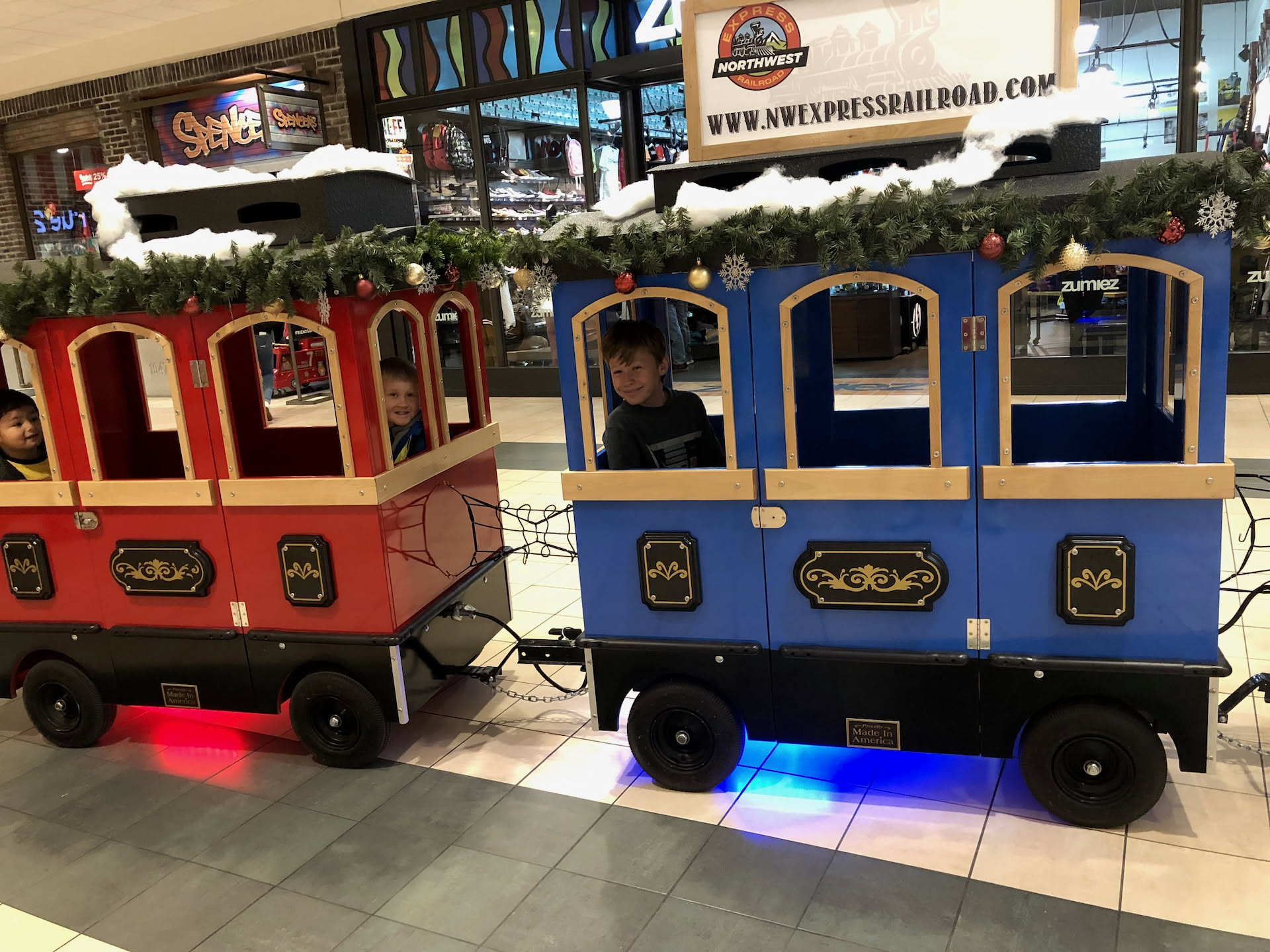 Did some shopping at the mall, and the boys got to ride on the train.