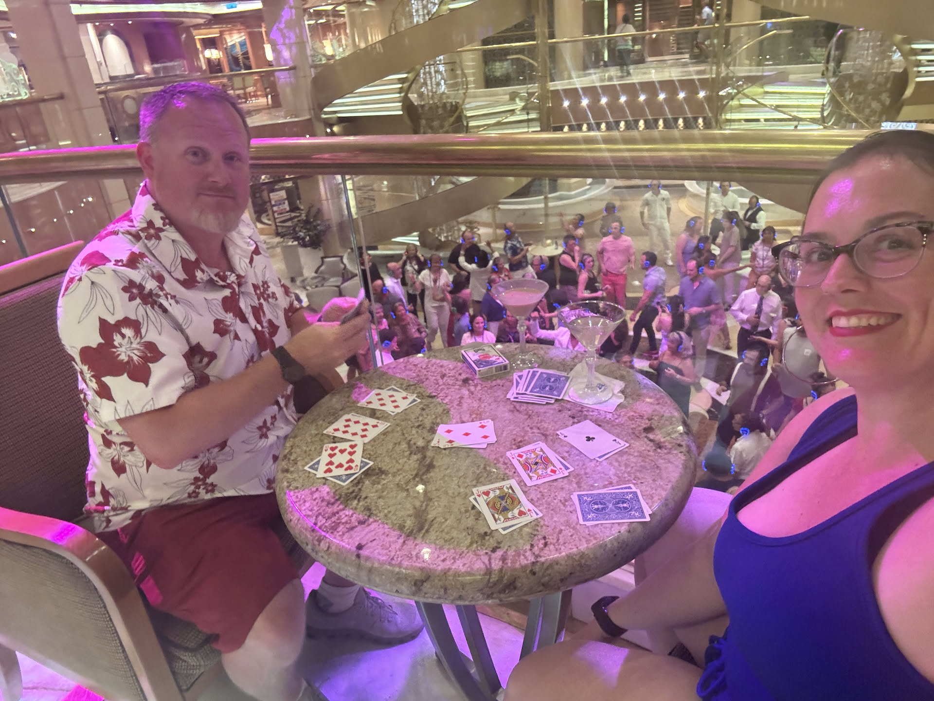 Played cards while we watched a silent disco. It was so fun to watch!