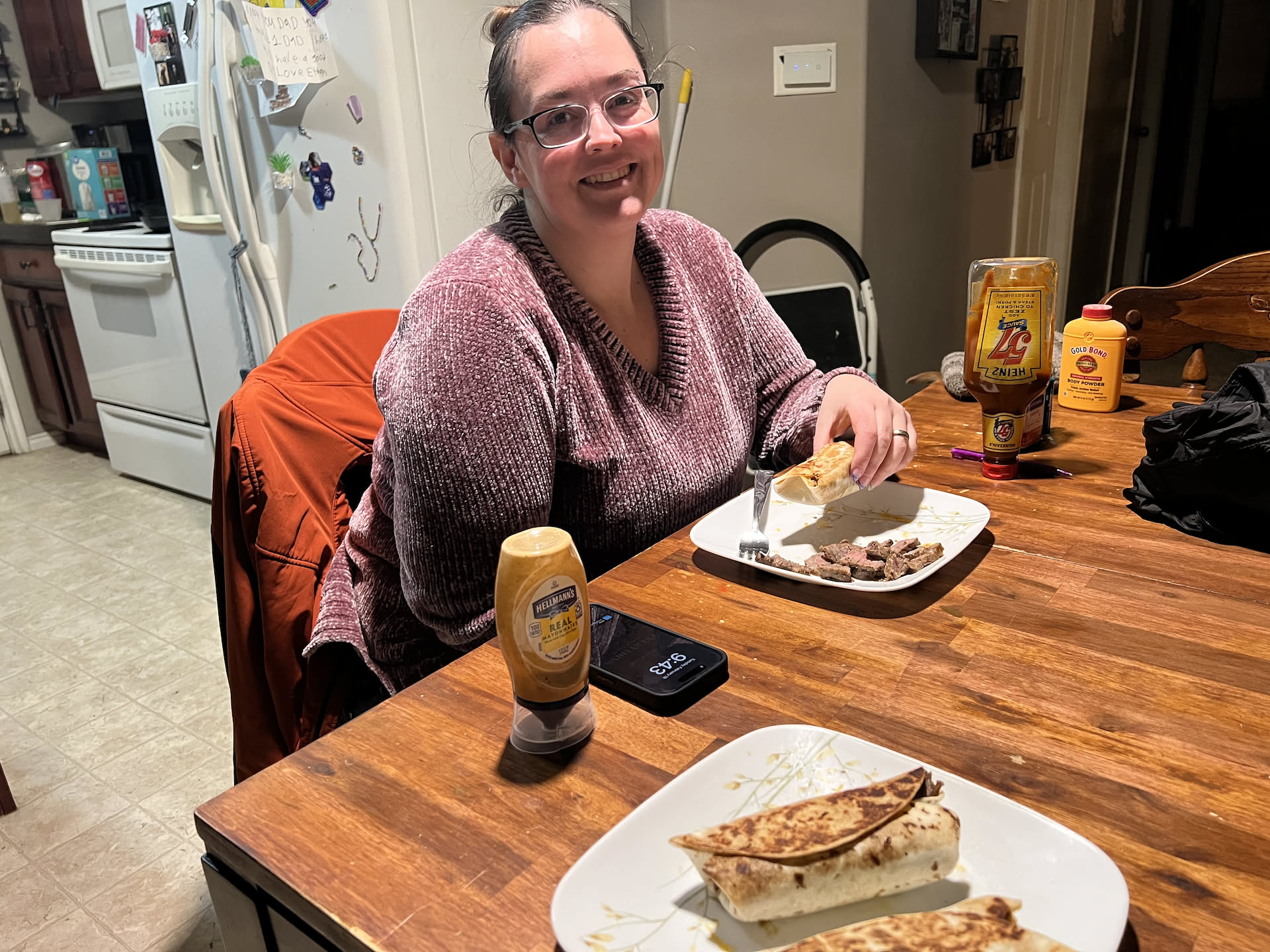 Another late night dinner… Nick appreciates her so much for making sure we eat good!